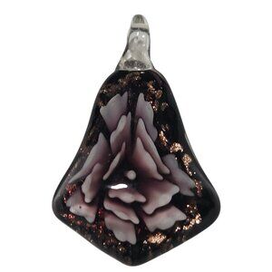 Handcrafted Glass Pendant Pink Rose Design Gold Accents DIY Fashion Jewelry